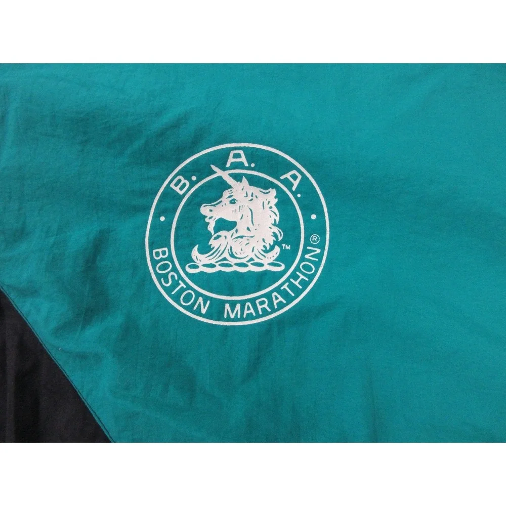 Vintage Boston Marathon Jacket Mens Large‎ Teal Black Running Adidas USA BAA 90s